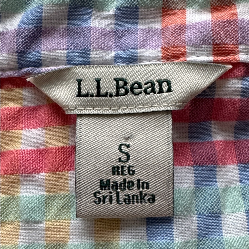 L.L. Bean | 100% Cotton Seersucker Short Sleeve Button Up in Colorful Plaid | S - Picture 6 of 8